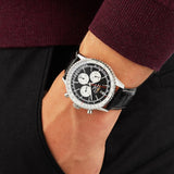 Breitling Navitimer B01 Chronograph 46 Black Dial Black Leather Strap Watch for Men - AB0137211B1P1