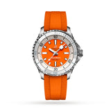 Breitling Superocean Automatic 36 Orange Dial Orange Rubber Strap Watch for Men - A17377211O1S1