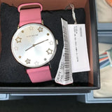 Coach Perry Mother of Pearl White Dial Pink Leather Strap Watch for Women - 14503243