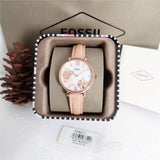 Fossil Jacqueline Three Hand Mother of Pearl Dial Pink Leather Strap Watch for Women - ES4671