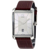 Calvin Klein Window Silver Dial Brown Leather Strap Watch for Men - K2M21126