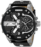 Diesel Mr Daddy Black Dial Black Leather Strap Watch For Men - DZ7313