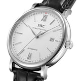 IWC Portofino Automatic White Dial Black Leather Strap Watch for Men - IW356501