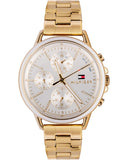 Tommy Hilfiger Carly White Dial Gold Steel Strap Watch for Women - 1781786