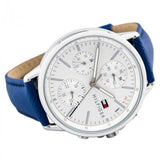 Tommy Hilfiger Carly Silver Dial Blue Leather Strap Watch for Women - 1781791