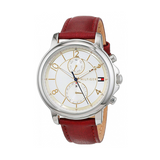 Tommy Hilfiger Claudia White Dial Red Leather Strap Watch for Women - 1781816