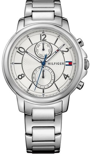 Tommy Hilfiger Claudia White Dial Silver Steel Strap Watch for Women - 1781819