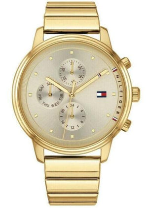 Tommy Hilfiger Blake White Dial Gold Steel Strap Watch for Women - 1781905