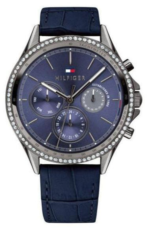 Tommy Hilfiger Ari Quartz Diamonds Blue Dial Blue Leather Strap Watch for Women - 1781979