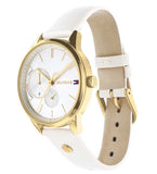 Tommy Hilfiger Brooklyn Quartz White Dial White Leather Strap Watch for Women - 1782018