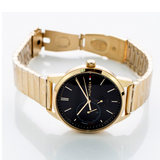 Tommy Hilfiger Brooke Black Dial Gold Steel Strap Watch for Women  - 1782019