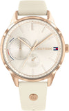 Tommy Hilfiger Brooke Quartz White Dial Cream Leather Strap Watch for Women  - 1782022