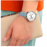 Tommy Hilfiger Brooke Silver Dial Blue Leather Strap Watch for Women - 1782023