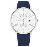 Tommy Hilfiger Jenna White Dial Blue Leather Strap Watch for Women - 1782072