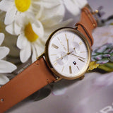 Tommy Hilfiger Jenna Quartz White Dial Brown Leather Strap Watch for Women - 1782073