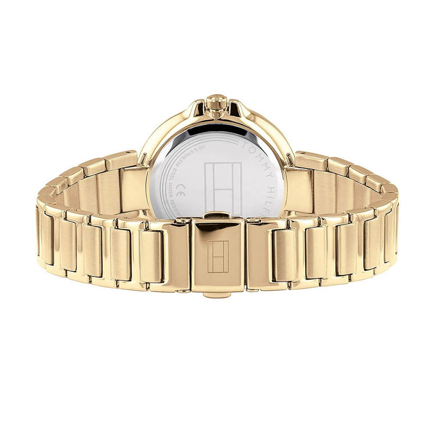 Tommy Hilfiger Angela White Dial Gold Steel Strap Watch for Women - 1782128