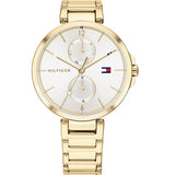 Tommy Hilfiger Angela White Dial Gold Steel Strap Watch for Women - 1782128