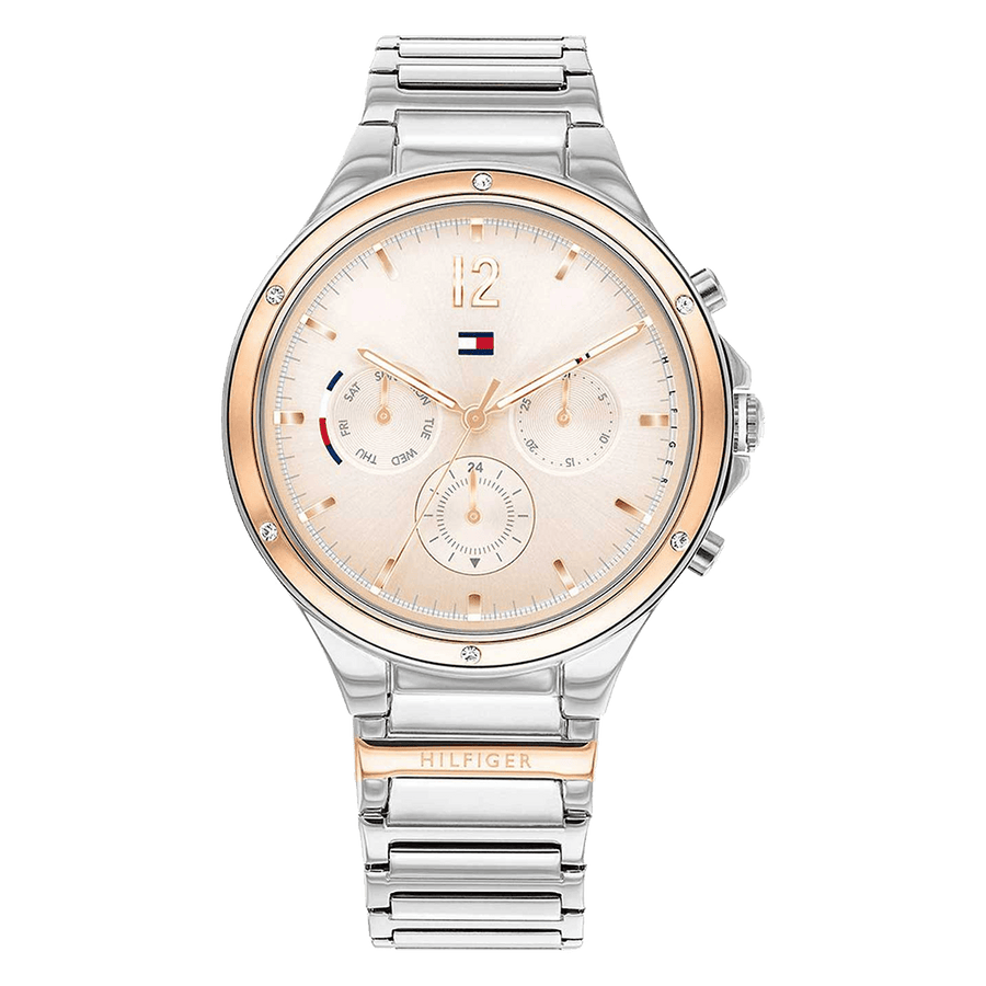 Tommy Hilfiger Eve Chronograph Quartz Pink Dial Silver Steel Strap Watch For Women - 1782279