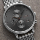 Hugo Boss Navigator Grey Dial Grey Mesh Bracelet Watch for Men - 1513674