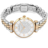 Emporio Armani Gianni T Bar Analog White Dial Two Tone Steel Strap Watch For Women - AR2076