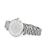 Emporio Armani Gianni T Bar White Crystal Pave Dial Silver Stainless Steel Strap Watch For Women - AR1925