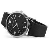 Emporio Armani Kappa Analog Quartz Black Dial Black Leather Strap Watch For Men - AR11013