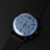 Emporio Armani Aviator Chronograph Blue Dial Black Mesh Bracelet Watch For Men - AR11201