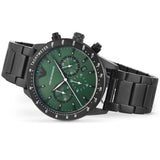 Emporio Armani Mario Chronograph Green Dial Black Steel Strap Watch For Men - AR11472