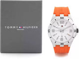 Tommy Hilfiger Analog White Dial Orange Rubber Strap Watch for Men - 1791063