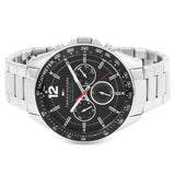 Tommy Hilfiger Luke Chronograph Black Dial Silver Steel Strap Watch for Men - 1791104