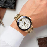 Tommy Hilfiger Luke Chronograph White Dial Gold Steel Strap Watch for Men - 1791121