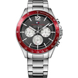 Tommy Hilfiger Luke Chronograph Black Dial Silver Steel Strap Watch for Men - 1791122