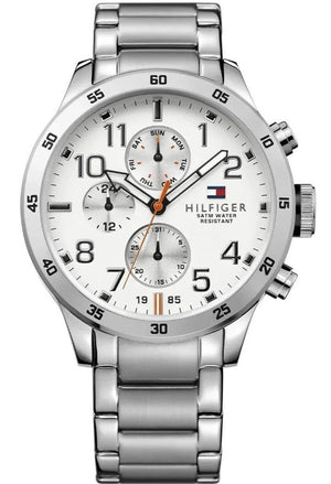 Tommy Hilfiger Trent Multifunction White Dial Silver Steel Strap Watch for Men - 1791140