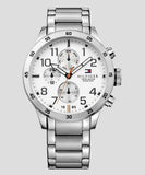 Tommy Hilfiger Trent Multifunction White Dial Silver Steel Strap Watch for Men - 1791140