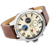 Tommy Hilfiger Jackson Multi-Function Silver Dial Brown Leather Strap Watch for Men - 1791239