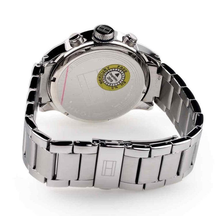 Tommy Hilfiger Jackson Quartz Black Dial Silver Steel Strap Watch for Men - 1791243