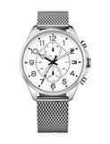 Tommy Hilfiger Dean Chronograph White Dial Silver Mesh Bracelet Watch for Men - 1791277