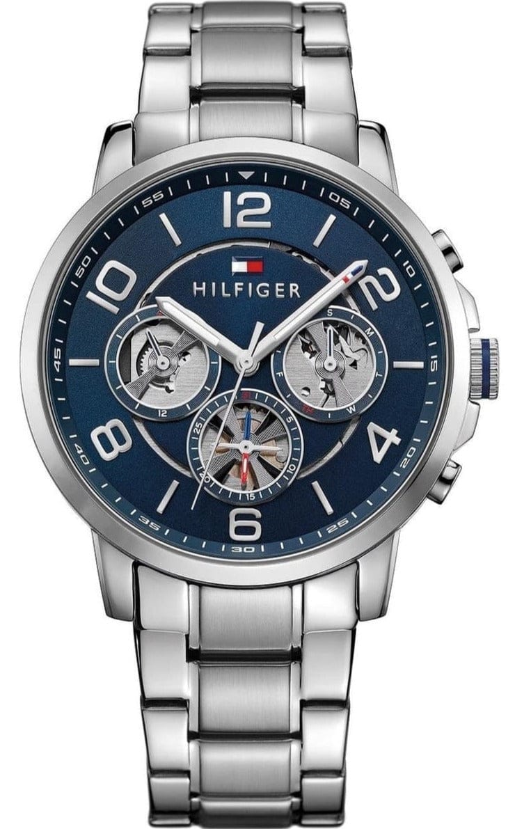 Tommy Hilfiger Keagan Blue Dial Silver Steel Strap Watch for Men - 1791293