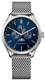 Tommy Hilfiger Oliver Quartz Blue Dial Silver Mesh Bracelet Watch for Men - 1791302