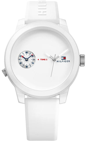 Tommy Hilfiger Denim White Dial White Rubber Strap Watch for Men - 1791324