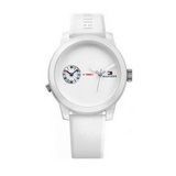 Tommy Hilfiger Denim White Dial White Rubber Strap Watch for Men - 1791324