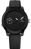 Tommy Hilfiger Denim Black Dial Black Rubber Strap Watch for Men - 1791326