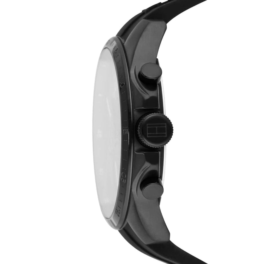 Tommy Hilfiger Decker Black Dial Black Rubber Strap Watch for Men - 1791352