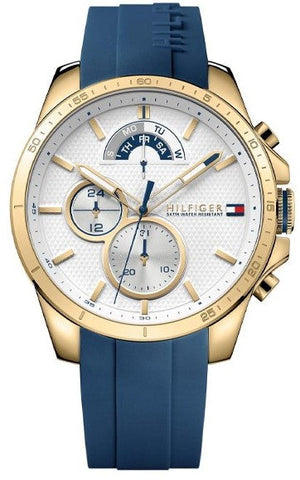 Tommy Hilfiger Decker White Dial Blue Rubber Strap Watch for Men - 1791353