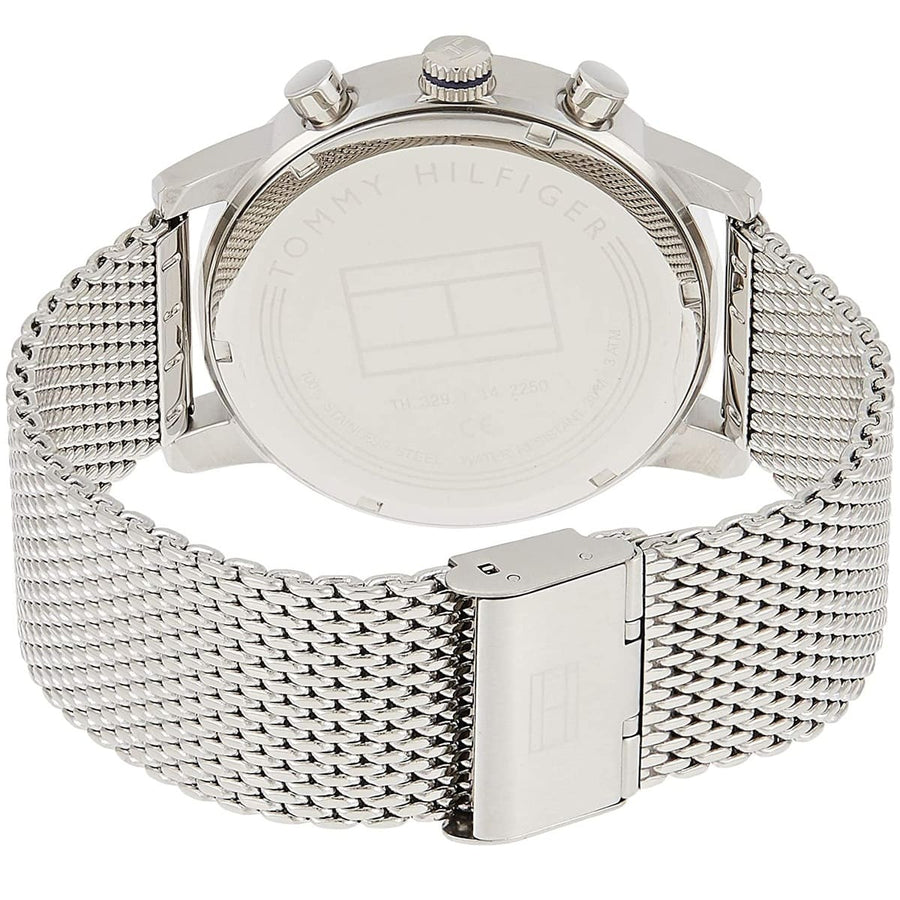 Tommy Hilfiger Kane Quartz Blue Dial Silver Mesh Bracelet Watch for Men - 1791398