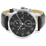 Tommy Hilfiger Kane Quartz Black Dial Black Leather Strap Watch for Men - 1791401