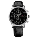 Tommy Hilfiger Kane Quartz Black Dial Black Leather Strap Watch for Men - 1791401