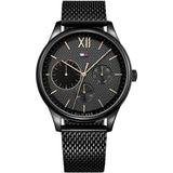 Tommy Hilfiger Damon Quartz Black Dial Black Mesh Bracelet Watch for Men - 1791420