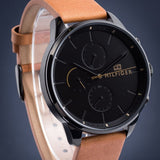 Tommy Hilfiger James Quartz Black Dial Brown Leather Strap Watch For Men - 1791486