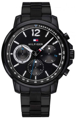 Tommy Hilfiger London Chronograph Black Dial Black Steel Strap Watch for Men - 1791529